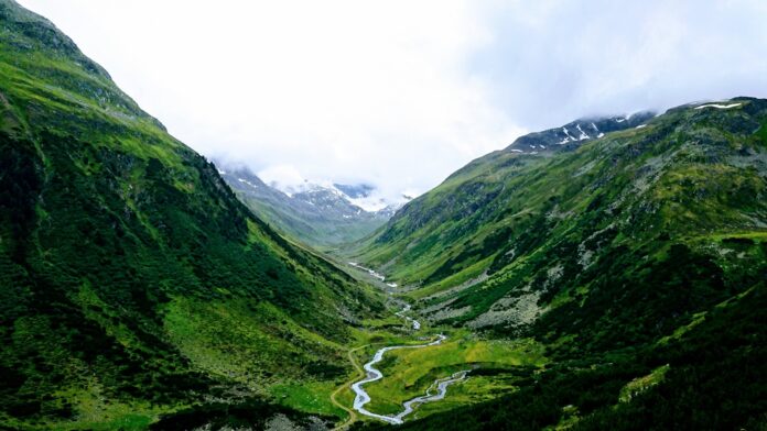 landscape photography of mountain pass