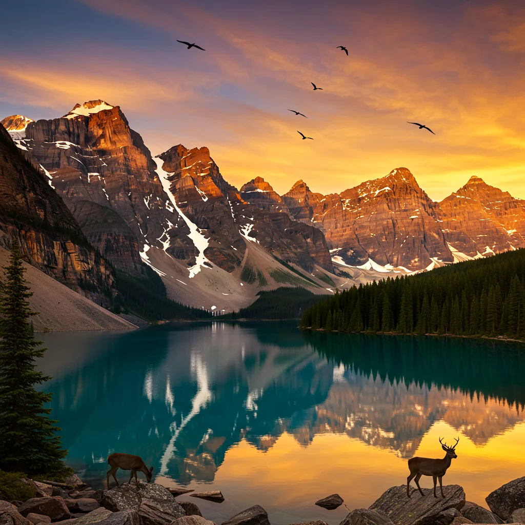 Where Are the Best Sunset Wildlife Spots at Moraine Lake?