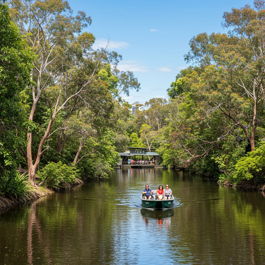 Arriving at the Lone Pine Koala Sanctuary by Boat